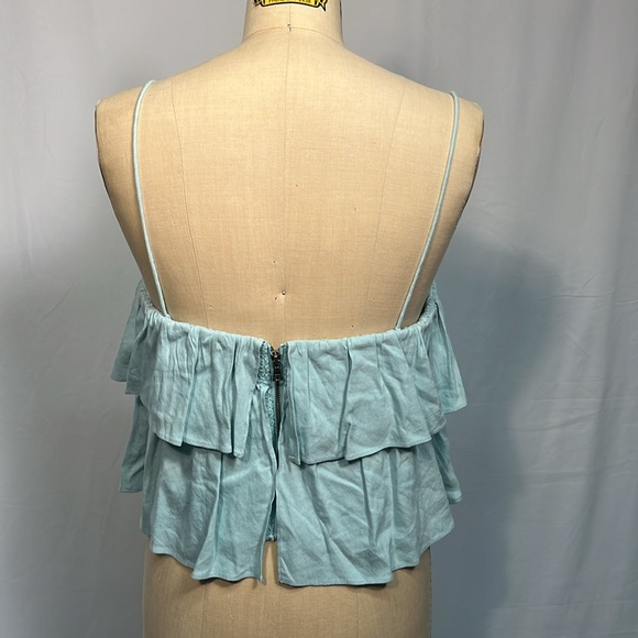 Alice + Olivia Ruffle Tier Top in Powder Blue Size 14 - Picture 3 of 9